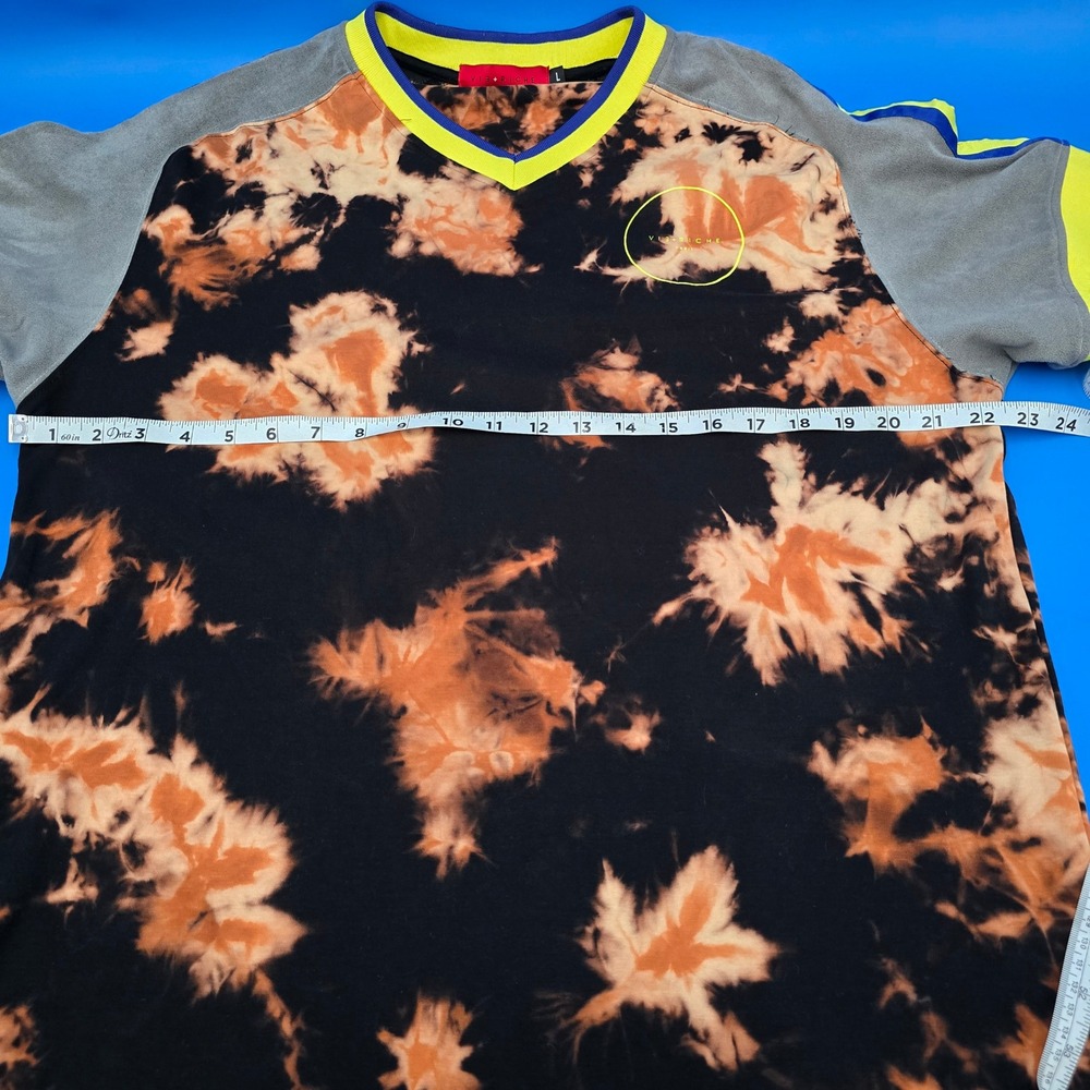 Vie Riche Paris T-Shirt L Bleach Dye Gray Colorblock Streetwear Tee - Picture 7 of 7